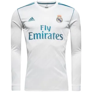 Camisa I Real Madrid 2017 2018 Retro Adidas manga comprida
